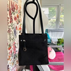 COPY - Guess small tote/shoulder bag black nylon G logo outside. Snap closure o…